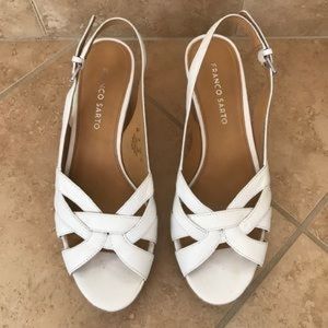 Franco Sarto White Leather Wedges
